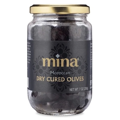 Aceitunas negras curadas en seco Mina, 7 oz - Aceitunas curadas con aceite de oliva marroquí, premium Foto 1 de 4