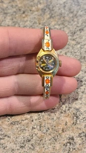Vintage Hudson De Luxe 17 Jewels Watch Bracelet Hand Painted Rare Not Working (1 - Picture 1 of 12