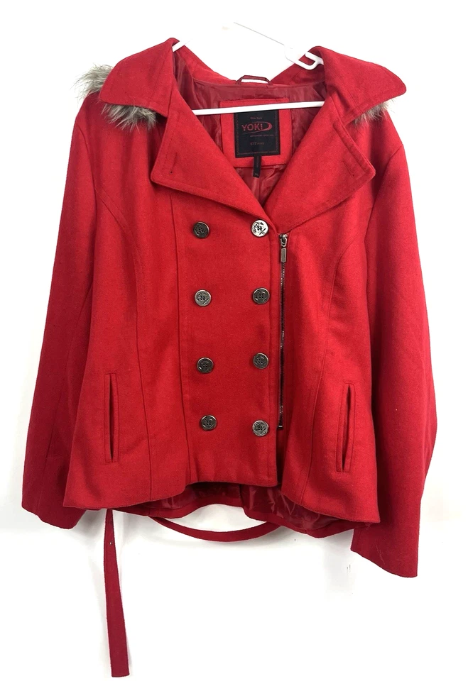 Yoki New York женщин твердого красный двойной груди спереди молнии кнопка акцент размер 2XL - Изображение 1 из 4
