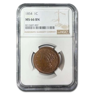 1854 Large Cent MS-66 NGC (Brown) - Picture 1 of 3