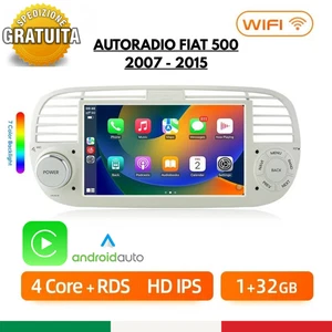 Autoradio Fiat 500 2007 2015 Bianco Radio Stereo Android 2 Din Apple Car Play 7" - Foto 1 di 10