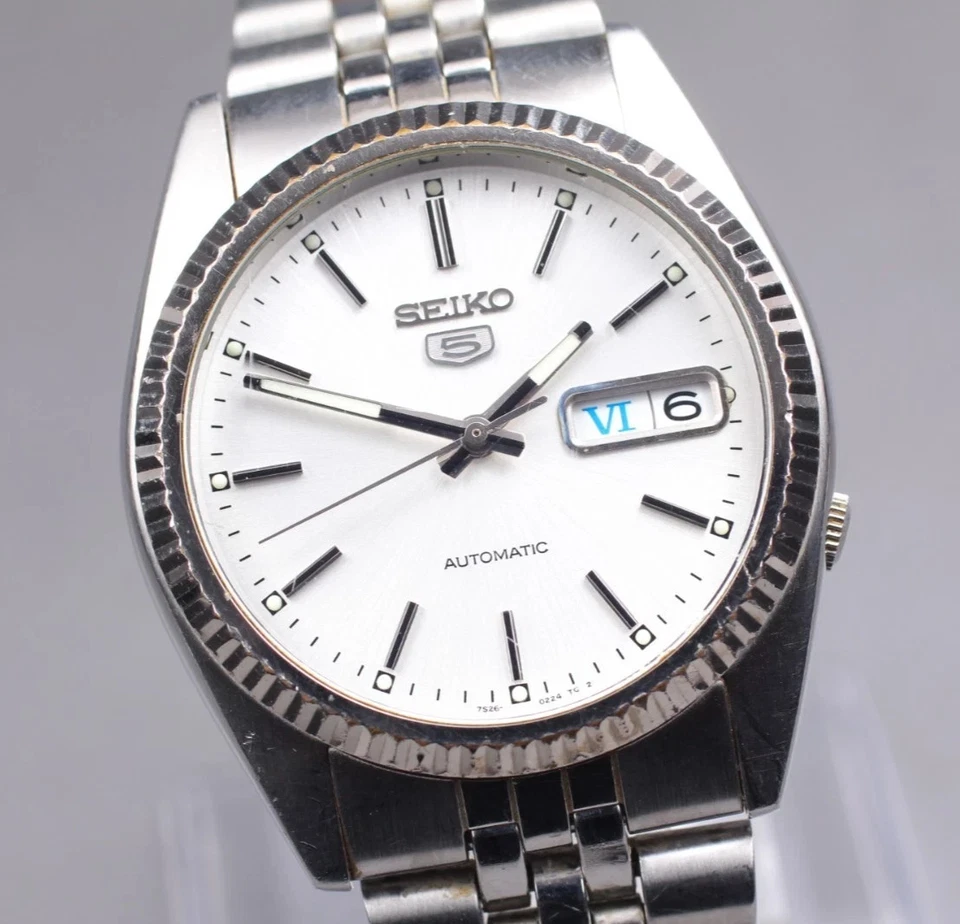 [EXC+5] SEIKO 5 7S26-3110 36mm Silver Dial Day Date Automatic Men's Watch JAPAN - Image 1 of 4
