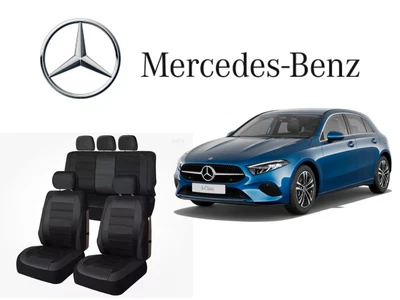 Fundas de asiento de cuero ecológico negro premium 9 piezas para todos los vehículos Mercedes-Benz Foto 1 de 4