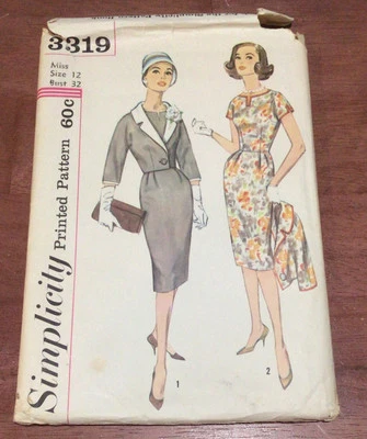 Simplicity 3319 Misses’ Dress & Jacket Size 12 Bust 32 Uncut Vintage 1960s - Image 1 of 4