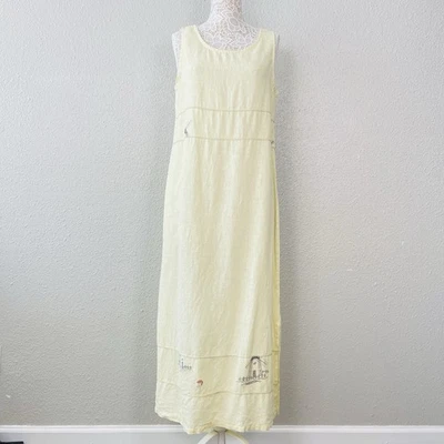 Maxi Vestido Dulce Jessie Lino Veraniego Vintage Artesanal Playa Costero Boho XL Foto 1 de 4