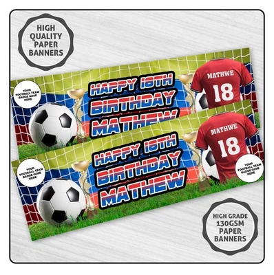 Banner Cumpleaños Fútbol Personalizado Cualquier Nombre Edad Equipo - Personalizado Niños Fiesta 4 Foto 1 de 4