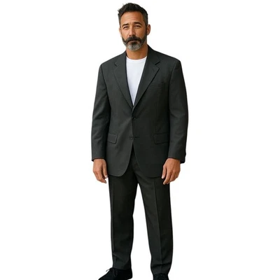 Traje Chaqueta Botany 500 Negro Manga Larga Lana-Un Pecho-Solapa Muesca Foto 1 de 4