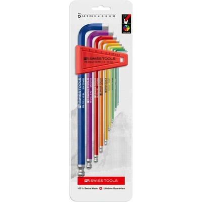 PB Swiss Tools PB 212.LH-10 RB CN RainBow Hex Key L-Wrenches, Long Set, 9 Pcs - Image 1 of 3