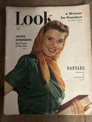 VTG Look Magazine 1957 Harvard -  Jackie Robinson Baseball Player Lucille Ball - Image 1 of 4