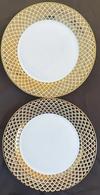 Platos de cena Ciroa Luxe Australia (2) porcelana 10,75" celosía dorada metálica Foto 1 de 4