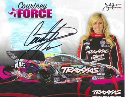 SIGNED! 2015 COURTNEY FORCE NHRA MUSTANG FUNNY CAR "TRAXXAS"  POSTCARD! - Image 1 of 2