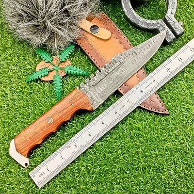 CUCHILLO DE ACERO DAMASCO hecho a mano personalizado cuchillo de caza cuchillo Bowie con funda, M-199 Foto 1 de 4