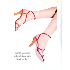 Woman Legs Shoes 1951 Print Ad Arrow Shirts Sweep Her Off Her Feet 11"X14" - Picture 1 of 3