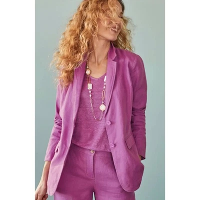 Chaqueta Blazer J.Jill Love Lino Petite M 100% Lino Dos Botones Carrera Talla M Foto 1 de 4