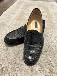 Giorgios Palm Beach authentic black genuine crocodile lug sole loafers 9.5 - Picture 1 of 10