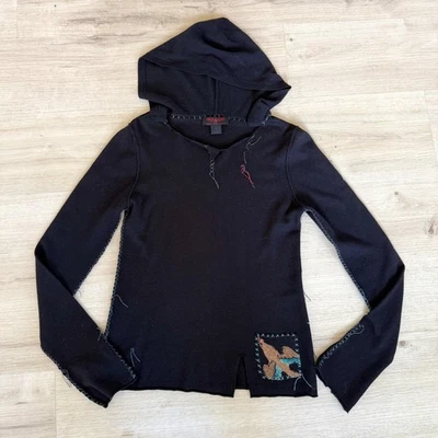 Suéter con Capucha Raw 7 Vintage Cachemira Grande Dragón Negro Retro Y2K Envejecido Foto 1 de 4