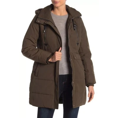 Lucky Brand 全新带标签 Missy 人造剪羊毛衬里连帽派克外套军队绿色 XL 码 — 第 1/4 张图片