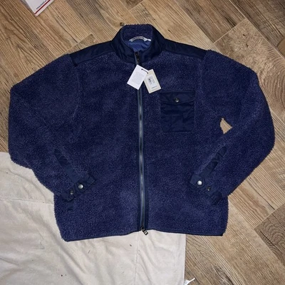 Chaqueta polar Sherpa azul ligera Peter Millar Autumn Pile azul L $250 nueva con etiquetas Foto 1 de 4