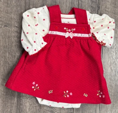 Ropa de bebé niña niño Mine Carter's prematuro 2 piezas rojo flor vestido jersey Foto 1 de 4