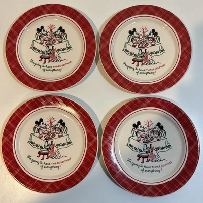 4 pratos xadrez Disney Natal Mickey Minnie Mouse 6" "Três ajudas" - Imagem 1 de 4