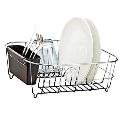  Escurridores de platos pequeños de acero cromado de lujo (negro)  Foto 1 de 4