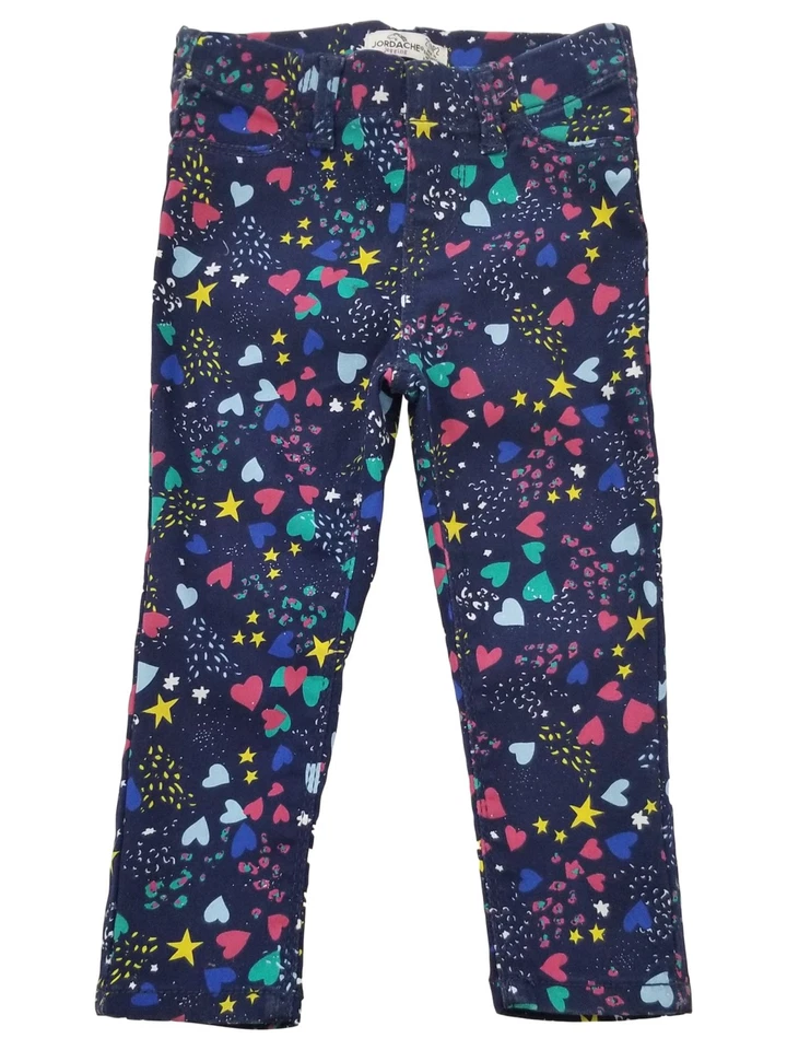 Малышей девочек милый темно-синий джинсовой ткани сердца звезды печать джинсы эластичные брюки 2T - Изображение 1 из 1