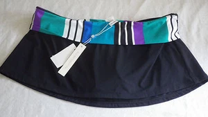 Bleu Rod Beattie Swimsuit Skirted Bottoms Black Multi Stripe Band Size 12 NWT$71 - Picture 1 of 1