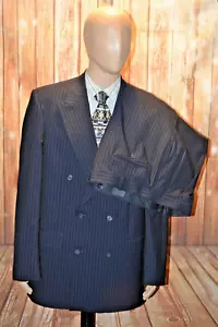 Tuta uomo doppiopetto Unbrand personalizzata sartoriale lana blu navy taglia 44XL Wst 36x34 - Foto 1 di 19