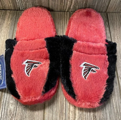Atlanta Falcons Womens Brand New Red/Black Embroidered Logo Slippers Medium Cover