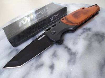 Navaja de Bolsillo Mtech Elegante Asistida en Madera Abierta Tanto MT-A2009BN Carpeta Linerlock Foto 1 de 4