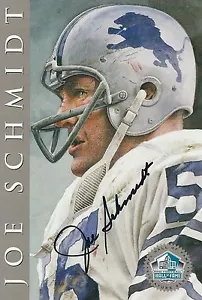 Autographed Joe Schmidt Detroit Lions Ron Mix Hall of Fame Card with COA - Picture 1 of 1