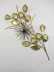 Vtg Jere-esque BJ Keith Signed Copper Pom Pom Wall Art Sculpture Leaves MCM 18" - Picture 1 of 15