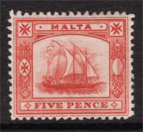 Malta 1899/1901 QV 5d Vermillion SG 33 Cat £48 M/Mint Cover