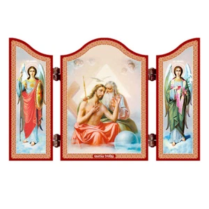 1458 Heilige Dreifaltigkeit christliche Ikone Святая Троица Икона reise Altar Ge - Picture 1 of 7