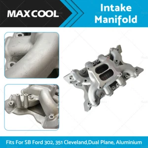 Intake Manifold Suitable for SB Ford 302 351 Cleveland Dual Plane, Aluminium - Picture 1 of 9