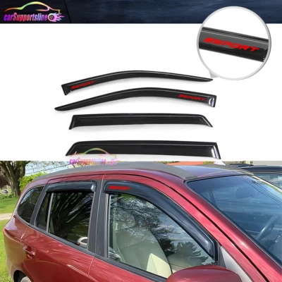 Fits For 07-12 Hyundai Santa Fe Window Visors Vent Guard Deflector w/ Red SPORT - Image 1 of 3