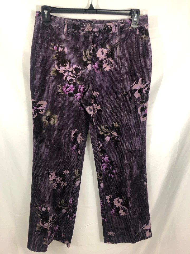 Pantalones de pana Worth para mujer talla 8 púrpura floral pierna recta Foto 1 de 2