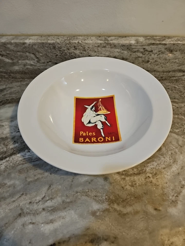 Pottery Barn Vintage Posters Pasta Bowl 14" Pates Baroni Round Servingware - Image 1 of 4