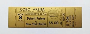 1967 Detroit Pistons vs New York Knicks, Cobo Arena Baloncesto Prueba Completa de Boleto - Imagen 1 de 2