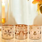 Snowflake & Reindeer Christmas Tealight Candle Holder Set - Festive Decor & Gift