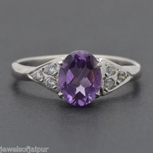 925 Sterling Silver Natural Purple Amethyst Gemstone Ring Jewelry - Picture 1 of 1