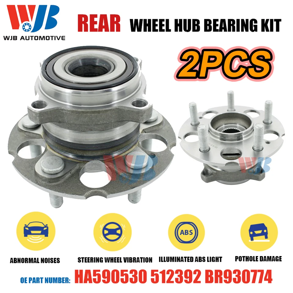 Pair Rear Wheel Bearing Hub Kit for Honda Crosstour 15-12/Accord Crosstour 11-10 - Imagem 1 de 4