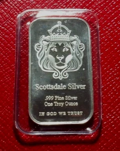 Barra Scottsdale Mint "Cabeza de León" 1 Troy oz.999 plata fina-como nueva sellada - Imagen 1 de 3