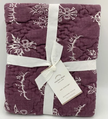 Pottery Barn Sinclair Estampado Acolchado Algodón Falsa Púrpura Euro #63Z Foto 1 de 4
