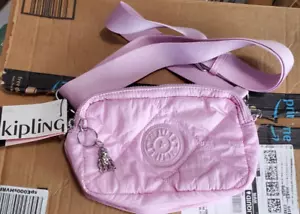 Kipling Milda Blooming Quilted Mini Crossbody Pink Monkey Charm - Picture 1 of 2