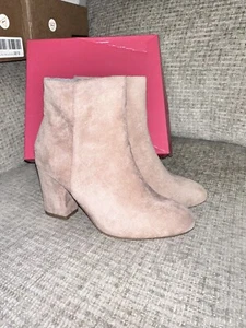 ALLEGRA K WOMENS ROUND TOE SIDE ZIP CHUNKY HEEL ANKLE BOOTS NUDE Size 7 M - Picture 1 of 6