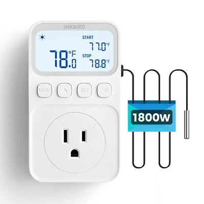 INKBIRD 1800W Temperature Controller 15A Outlet Thermostat Heating Cooling Timer control