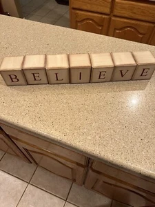 Wood Hollow Block Letters Mantle Set of 7 Spell Believe Holiday Decor - Picture 1 of 9