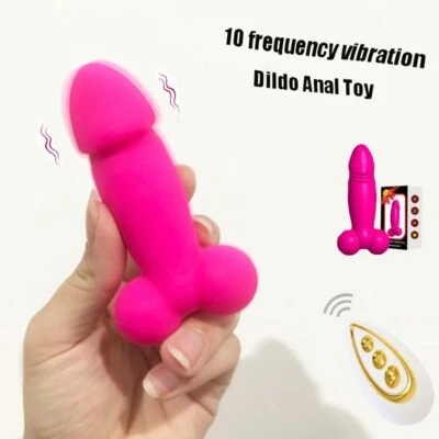 Consolador de pene pequeño vibrador anal remoto punto G tapón trasero masaje juguete sexual mujeres Foto 1 de 4