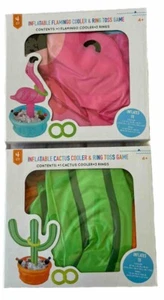 Ankyo Inflatable Green Cactus & Flamingo Cooler/ Ring Toss Game Three Rings (2) - Picture 1 of 6